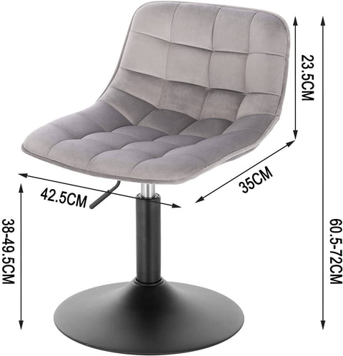 Rootz Velvet Metal Bar Stool - Counter Stool - Adjustable Bar Chair - Durable, Ergonomic, Non-Slip - 35cm x 42.5cm, Height 60.5cm-72cm