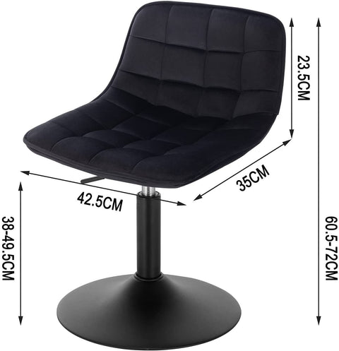 Rootz Velvet Metal Barkruk - Verstelbare tegenstoel - Draaibare barkruk - Comfortabel, flexibel, stevig - 35 cm x 42,5 cm x 60,5-72 cm