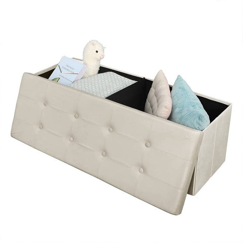 Rootz Velvet Storage Stool - Ottoman, Footrest - 118L Capacity, Foldable, Durable - 110cm x 38cm x 37.5cm