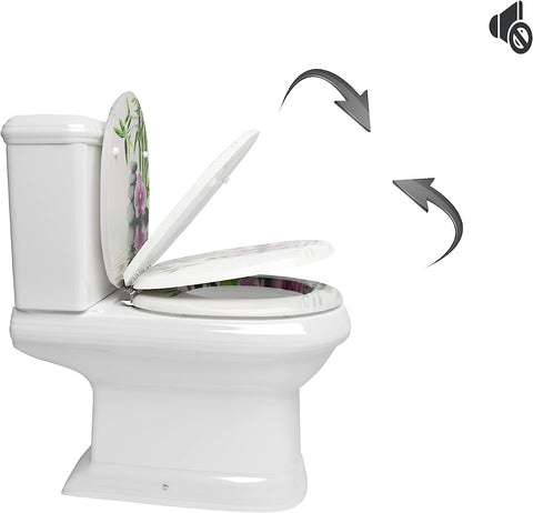 Rootz Premium Soft-Close Toilet Seat - Quiet Closing - Easy Clean - Comfort Fit - Antibacterial - Non-Slip - 37.8cm x 43.8cm