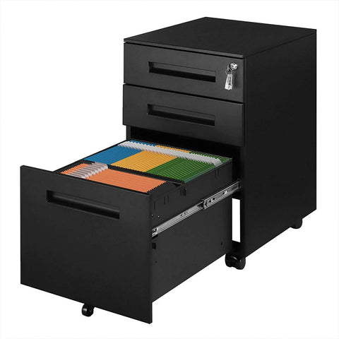 Rootz Rolcontainer Kantoorkast - Mobiele Archiefkast - Opbergunit - Voorgemonteerd - Veilige vergrendeling - Soepele bediening - Staal - 45cm x 60cm x 39cm