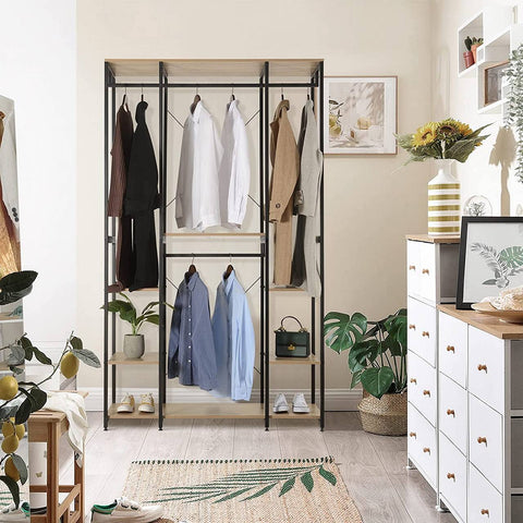 Rootz Multifunctional Clothes Rack - Wardrobe Organizer - Storage Shelf - Spacious Design - Durable & Stable - Easy Assembly - 120cm x 40cm x 201cm