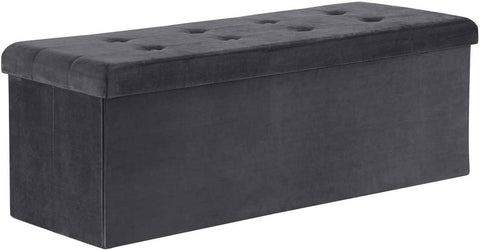 Rootz Velvet Storage Stool - Ottoman - Footrest - 118L Capacity - Foldable & Portable - Luxurious Velvet Finish - 110cm x 38cm x 37.5cm