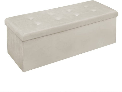 Rootz Velvet Storage Stool - Ottoman, Footrest - 118L Capacity, Foldable, Durable - 110cm x 38cm x 37.5cm