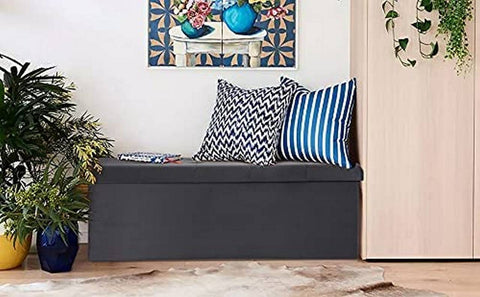 Rootz Velvet Storage Stool - Ottoman - Footrest - 118L Capacity - Foldable & Portable - Luxurious Velvet Finish - 110cm x 38cm x 37.5cm