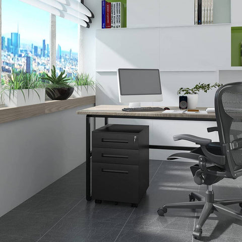 Rootz Rolcontainer Kantoorkast - Mobiele Archiefkast - Opbergunit - Voorgemonteerd - Veilige vergrendeling - Soepele bediening - Staal - 45cm x 60cm x 39cm