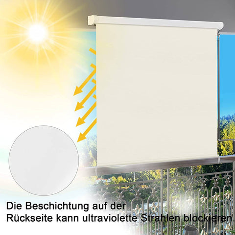 Rootz Vertical Awning - Outdoor Shade - Patio Awning - Durable Aluminum Cassette - UV Protection - Easy Hand Crank - 100x140cm, 100x240cm, 140x140cm, 140x240cm