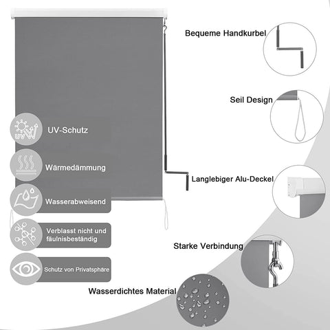 Rootz Verticale luifel - Balkonluifel - Privacyscherm - Duurzaam aluminium, UV-bescherming, eenvoudige installatie - 140 cm x 240 cm