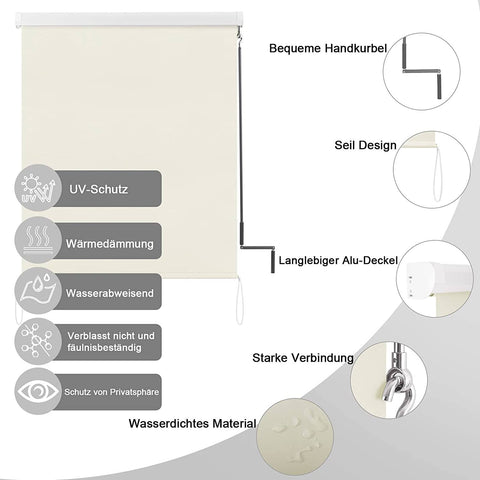 Rootz Verticale luifel - Buitenschaduw - Terrasluifel - Duurzaam, UV-bescherming, waterafstotend - Handslinger - 100 cm x 240 cm