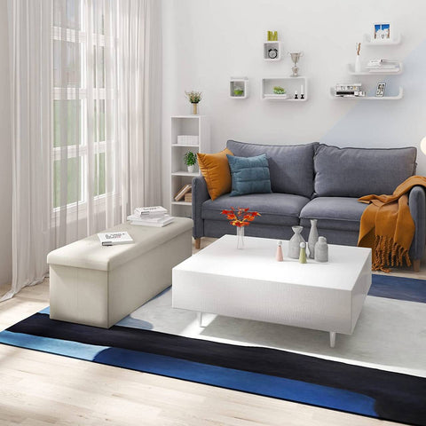 Rootz Velvet Storage Stool - Ottoman, Footrest - 118L Capacity, Foldable, Durable - 110cm x 38cm x 37.5cm