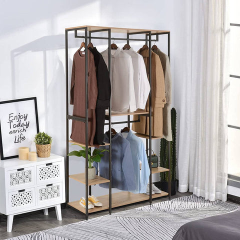Rootz Multifunctional Clothes Rack - Wardrobe Organizer - Storage Shelf - Spacious Design - Durable & Stable - Easy Assembly - 120cm x 40cm x 201cm