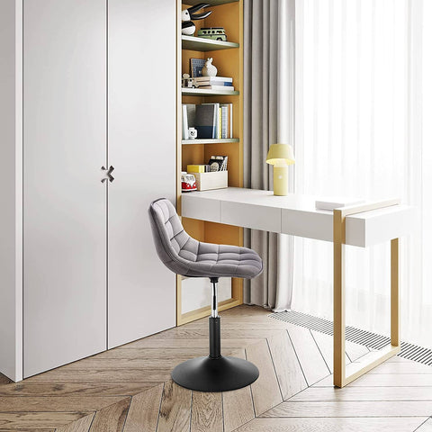 Rootz Velvet Metal Bar Stool - Counter Stool - Adjustable Chair - Comfortable Seating - 360° Swivel - Height Adjustable - 35cm x 42.5cm x 60.5-72cm