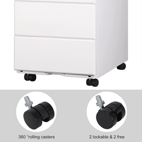 Rootz Roll Container Filing Cabinet - Mobile File Cabinet - Secure Storage Unit - Pre-Assembled, Lockable, Effortless Mobility - Steel - 52.4cm x 54cm x 39cm