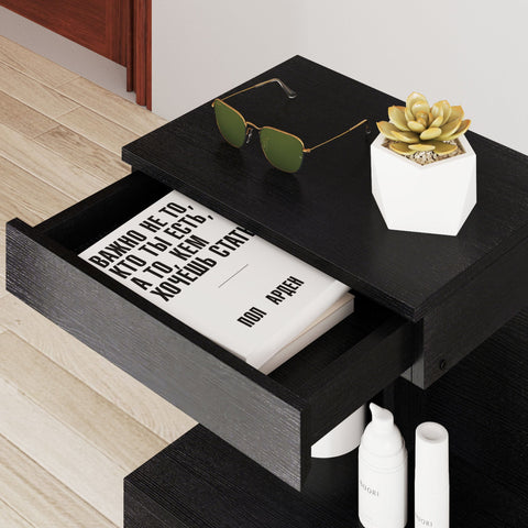 Rootz Bedside Table - Side Table - Sofa Table - Hidden Drawer & Storage - 40L x 30W x 46H cm