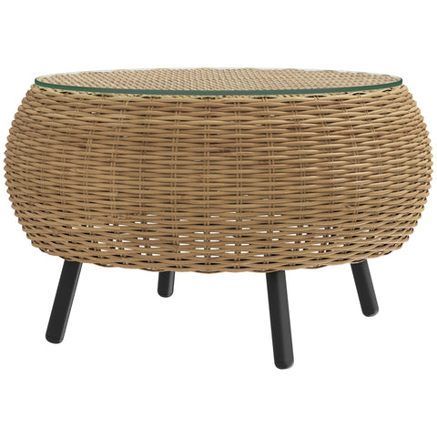 Rootz Poly Rattan Side Table - Round Coffee Table - Balcony Table - Weatherproof & Durable - Ø75 x 42 cm