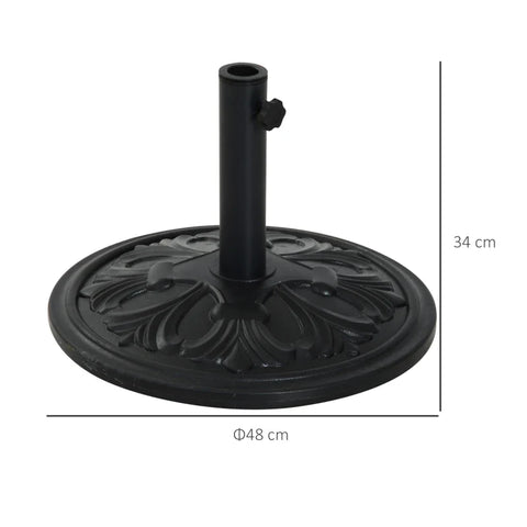 Rootz Parasol Base - Sun Umbrella - Weight Stand Holder - Outdoor - Garden - Black - 48 cm x 48 cm x 34 cm