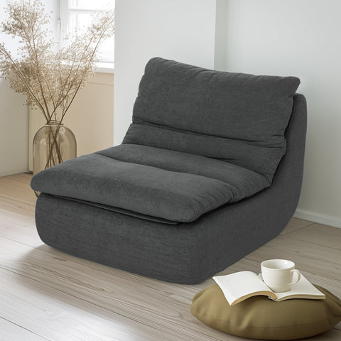 Rootz Grey Foam Floor Armchair - Lying Chair - Lounge Armchair - High-Density Comfort - 82cm x 103cm x 75cm