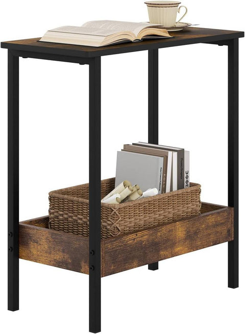 Rootz Side Table - Coffee Table - Console Table - Sturdy & Water-Repellent - 50cm x 55cm x 25cm -Brown & Black Metal Frame