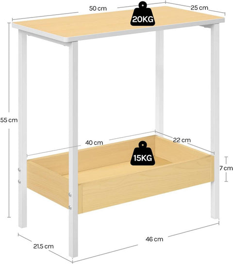 Rootz Side Table - Coffee Table - Console Table - Space-Saving Storage - 50x55x25 cm - Versatile Design - Metal & Wood Finish