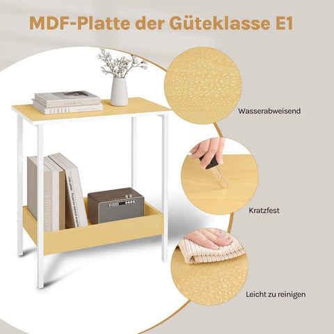 Rootz Side Table - Coffee Table - Console Table - Space-Saving Storage - 50x55x25 cm - Versatile Design - Metal & Wood Finish