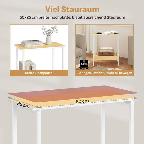 Rootz Side Table - Coffee Table - Console Table - Space-Saving Storage - 50x55x25 cm - Versatile Design - Metal & Wood Finish