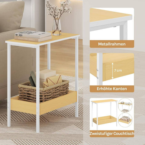 Rootz Side Table - Coffee Table - Console Table - Space-Saving Storage - 50x55x25 cm - Versatile Design - Metal & Wood Finish