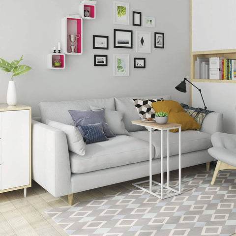 Rootz Side Table - C-Shaped End Table - Modern Coffee Table - MDF & Metal Frame - Stable Construction - 45cm x 25cm Tabletop - 63.5cm Height