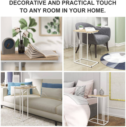 Rootz Side Table - C-Shaped End Table - Modern Coffee Table - MDF & Metal Frame - Stable Construction - 45cm x 25cm Tabletop - 63.5cm Height