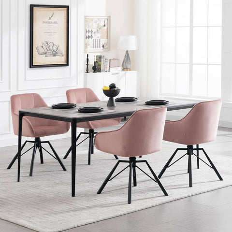 Rootz Swivel Dining Chair - Rotating Chair - Velvet Office Chair - Ergonomic Design - Comfortable Wide Seat - Durable Metal Frame - 58.5cm x 82.5cm x 54.5cm