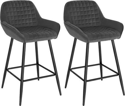 Rootz Barkruk - Tegenkruk - Keukeneilandzitting - Fluweel en metalen frame - Comfortabel, ergonomisch, stabiel - 32,5 cm x 37 cm x 91 cm