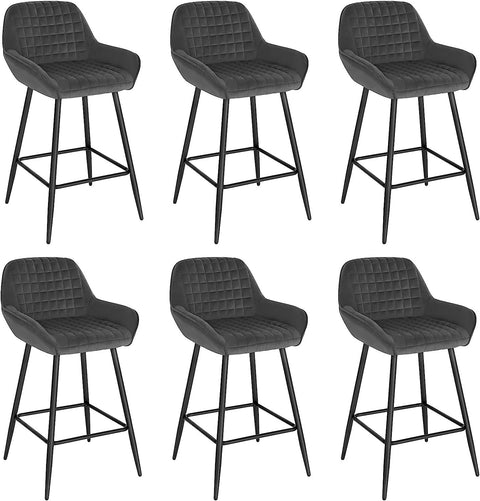 Rootz WOLTU Bar Stool - Counter Stool - High Chair - Comfortable & Ergonomic - Stable & Durable - Modern Classic Design - Velvet & Metal - 64cm Seat Height - 32.5cm x 37cm Seat Size