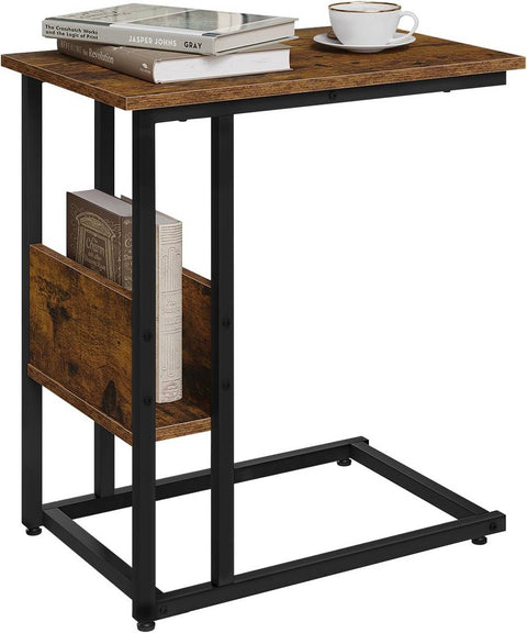 Rootz Side Table Coffee Table - Laptop Stand - End Table - Stable Metal Frame - 55x36x59.5cm Brown