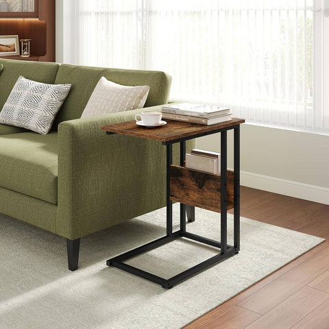 Rootz Side Table Coffee Table - Laptop Stand - End Table - Stable Metal Frame - 55x36x59.5cm Brown