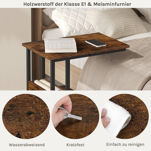 Rootz Side Table Coffee Table - Laptop Stand - End Table - Stable Metal Frame - 55x36x59.5cm Brown