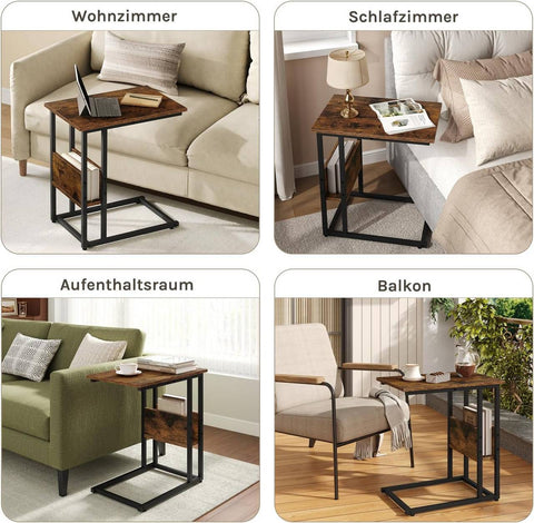 Rootz Side Table Coffee Table - Laptop Stand - End Table - Stable Metal Frame - 55x36x59.5cm Brown