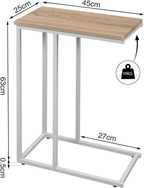 Rootz Side Table - C-Shaped End Table - Modern Coffee Table - MDF & Metal Frame - Stable Construction - 45cm x 25cm Tabletop - 63.5cm Height