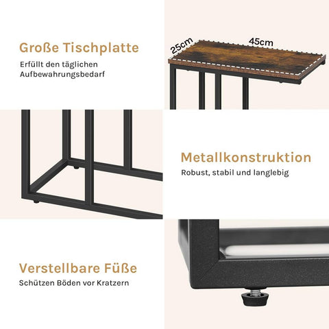 Rootz Side Table - Coffee Table - Bedside Table - Durable & Stable - 45cm x 25cm x 63.5cm