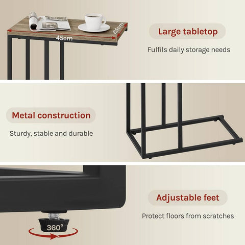 Rootz Side Table Coffee Table - Bedside Table - Stable & Durable - 45cm x 25cm x 63.5cm