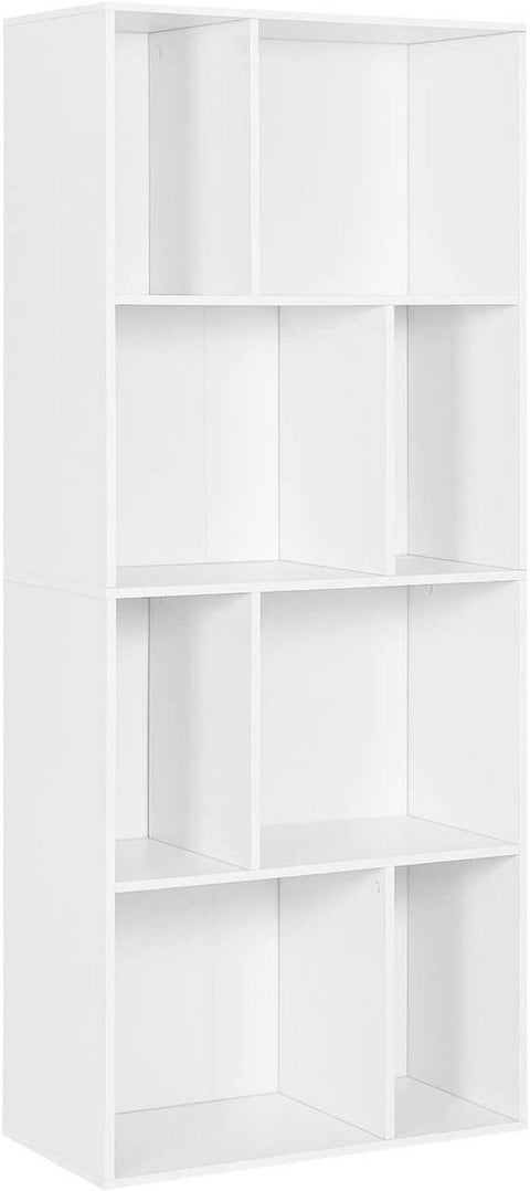 Rootz Modern White Bookcase - Storage Shelf - Display Unit - Stylish & Durable - Space-Saving - 60cm x 143.5cm x 29cm