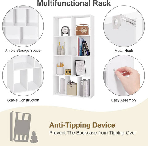 Rootz Moderne Witte Boekenkast - Opbergplank - Display - Ruimtebesparend ontwerp - Duurzaam en stevig - Gemakkelijk schoon te maken - 60 cm x 120 cm x 20 cm