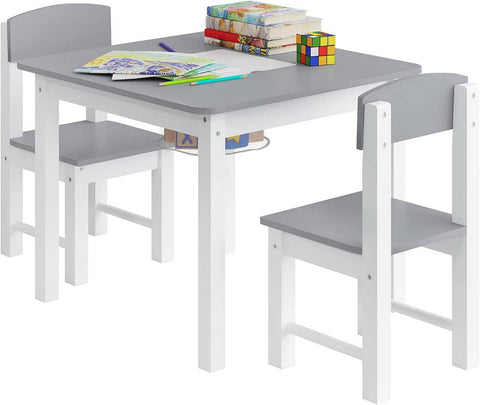 Rootz Children's Play Table Set with 2 Chairs - Activity Table - Kids' Furniture Set - Built-in Storage, Durable Construction, Safe Design - 60cm x 48cm x 60cm Table, 28cm x 53cm x 28cm Chair