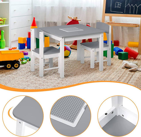 Rootz Children's Play Table Set with 2 Chairs - Activity Table - Kids' Furniture Set - Built-in Storage, Durable Construction, Safe Design - 60cm x 48cm x 60cm Table, 28cm x 53cm x 28cm Chair