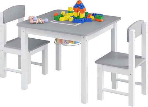 Rootz Children's Play Table Set with 2 Chairs - Activity Table - Kids' Furniture Set - Built-in Storage, Durable Construction, Safe Design - 60cm x 48cm x 60cm Table, 28cm x 53cm x 28cm Chair