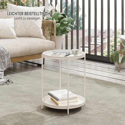 Rootz Round Coffee Table - Side Table - Metal Table with Storage - Removable Trays - 44cm x 53cm - Elegant Design