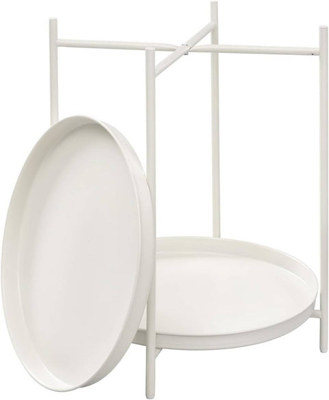 Rootz Round Coffee Table - Side Table - Metal Table with Storage - Removable Trays - 44cm x 53cm - Elegant Design