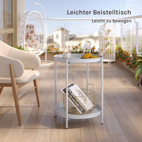 Rootz Coffee Table with Storage - Side/End Table - Removable Metal Trays - Space-Saving Design - 44cm x 53cm - Grey