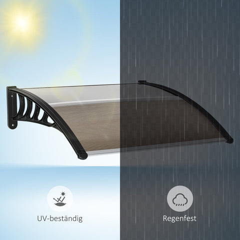 Rootz Door Roofing - Canopy Awning - Weather Shield - Protects Against Rain, Wind & Hail - 103 x 96.5 x 27 cm - Brown Polycarbonate & Aluminum