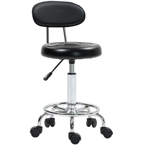 Rootz Roll Stool - Adjustable Rotatable Stool - Salon Chair - All-day Comfort - Black - 32b x 40t x 70-86h cm