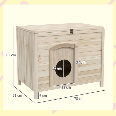 Rootz Small Pet House - Cat Shelter - Dwarf Rabbit Abode - Foldable Wood - 78cm x 51cm x 62cm