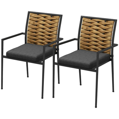 Rootz Garden Chairs - Outdoor Chairs - Patio Chairs - Seat Cushions - Weatherproof - Modern Design - PE Rattan - Polyester - Black - 57 X 58 X 87cm